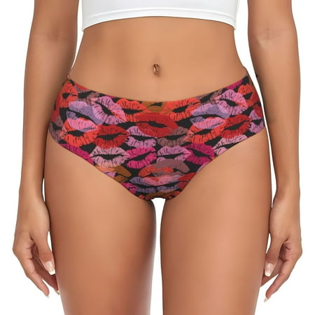 Womens Underwear - Red Lips Kissing No Show Seamless Underwear for Women  Kawaii Soft Stretch Women s Panties  Hipster Ladies Panties Bikini Underwear Briefs