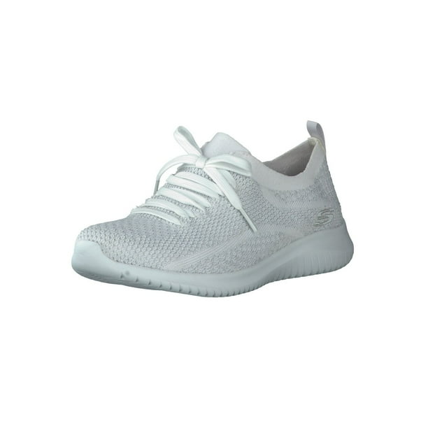 Zapatilla Skechers Sport Ultra Flex Salutations para mujer, color blanco/plateado