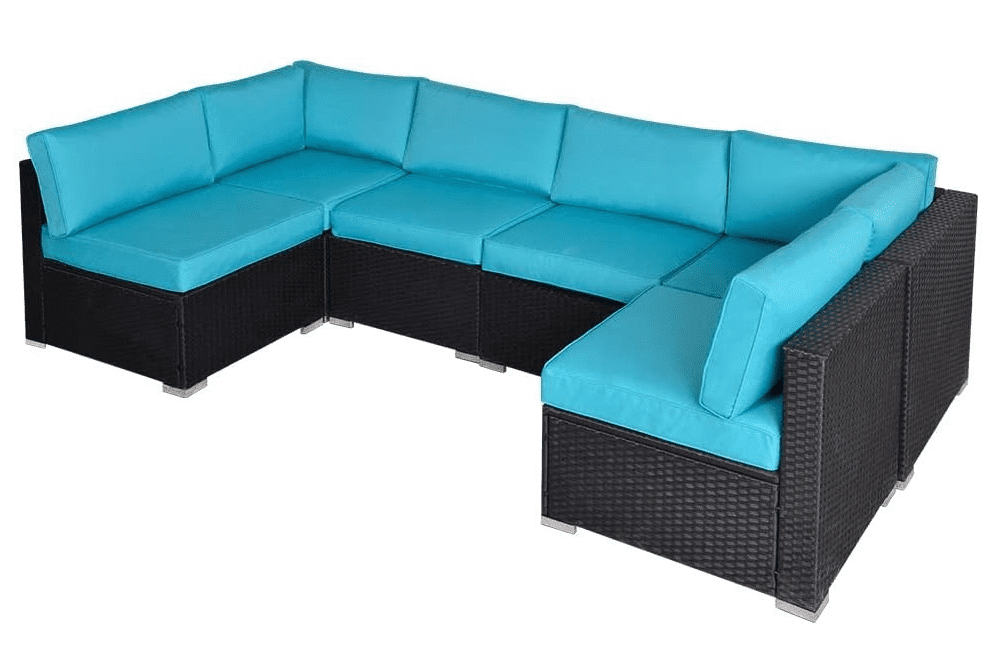 SUNVIVI OUTDOOR 6 Piece Patio Furniture, AllWeather Black Wicker