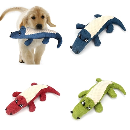 ACDANC No Stuffing Squeaky Dog Toy, No Stuffless Crinkle Dog Toy, Puppy Chew Toys, Sturdy Dog Toys, Green Cute Crocodilian