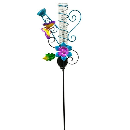 

Jmntiy Solar Butterfly Rain Gauge LED Outdoor Garden Rain Gauge Decorative LampHome Decor