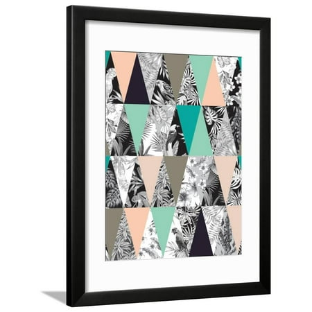Vector Floral Frames - Trendy Tropical Patchwork Illustrated Floral Vector Tropical Banana Leaves Hibiscus Flower Lilies P Framed Print Wall Art By Berry2046