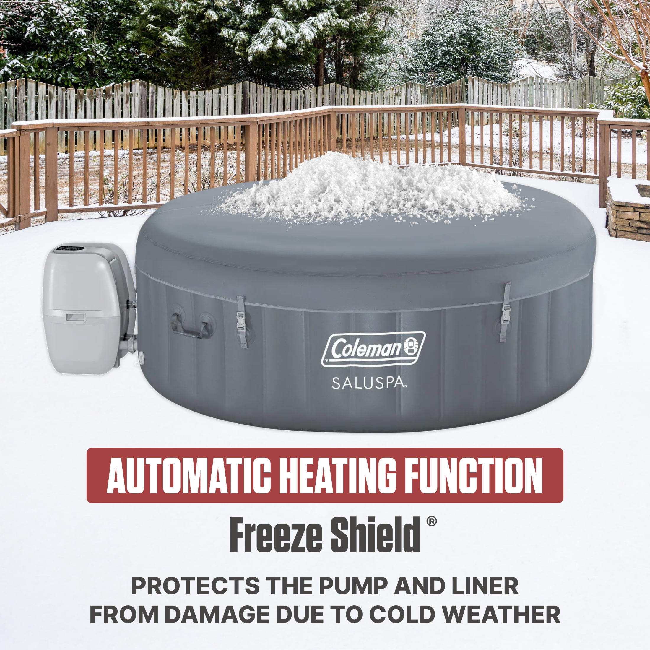 Coleman SaluSpa 4-6 Person AirJet Inflatable Hot Tub with EnergySense Cover, Grey, 77"x28"