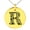 Gold, variant on Stainless Steel Letter R Initial Dotted Monogram Engraved Small Medallion Circle Charm Pendant Necklace