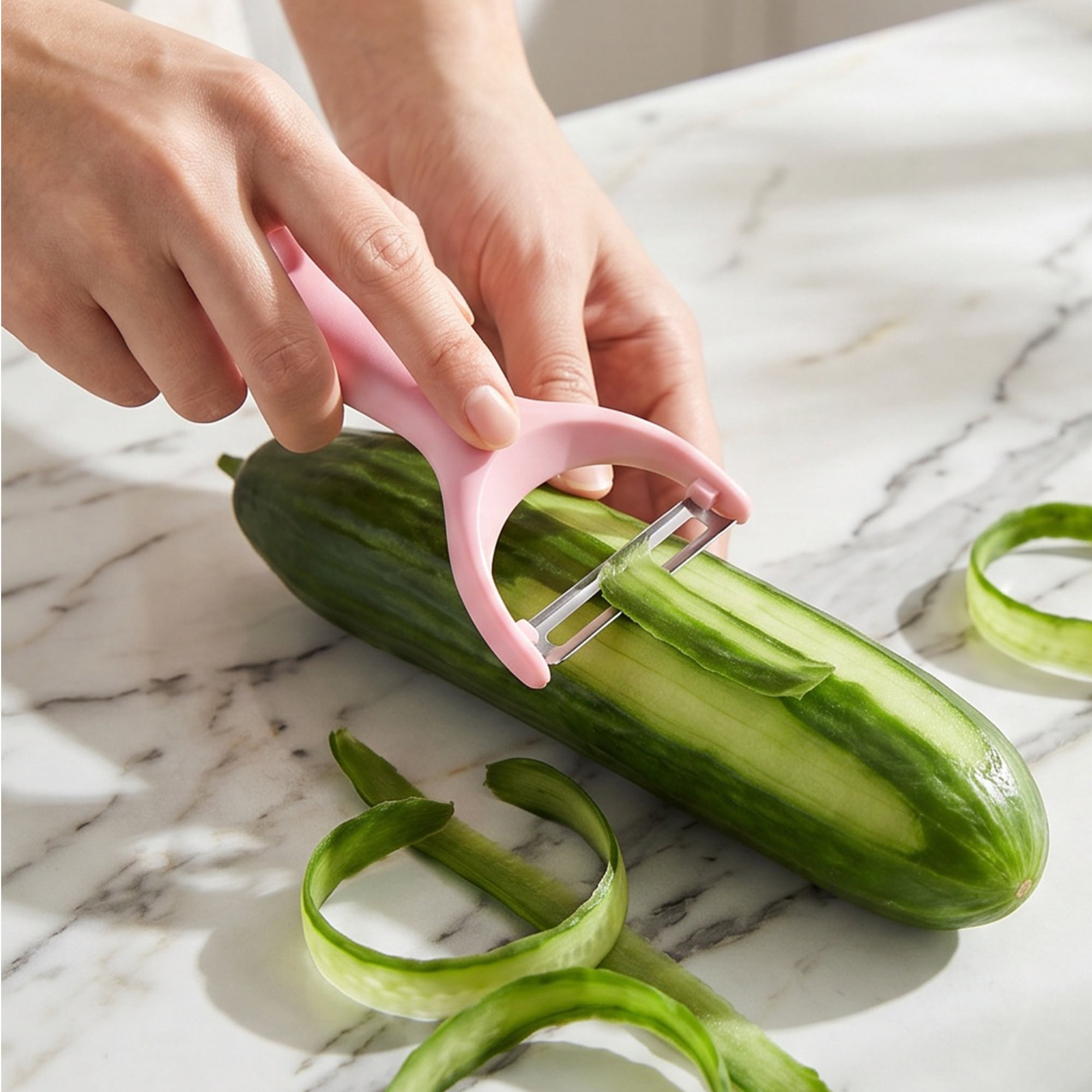 Unique Bargains Vegetable and Apple Peeler with Ergonomic Handle Pink 5.1x2.4 inch