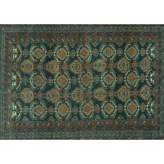 Ahgly Company Indoor Rectangle Persian Turquoise Blue Traditional Area Rugs, 5' x 7'