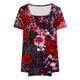 thumbnail image 4 of Tops Cortos para las Mujeres Impreso Cuello de Gran Tamaño Plisado Manga Corta Suelta Superior en Tamaños Más L-5xl, 4 of 5