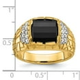 thumbnail image 2 of Auriga Fine Jewelry 10K Yellow Gold Men's Polished and Nugget Textured Onyx and 1/4 Carat Diamond Ring Size 10, 2 of 4