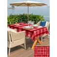 thumbnail image 4 of Outdoor Tablecloth with Umbrella Hole and Zipper, Red Plaid Rectangle Table Cloth 54x80 Inch Waterproof Tablecloth, Modern Art Checkered Farmhouse Picnic Table Cover for Patio Camping, 4 of 7