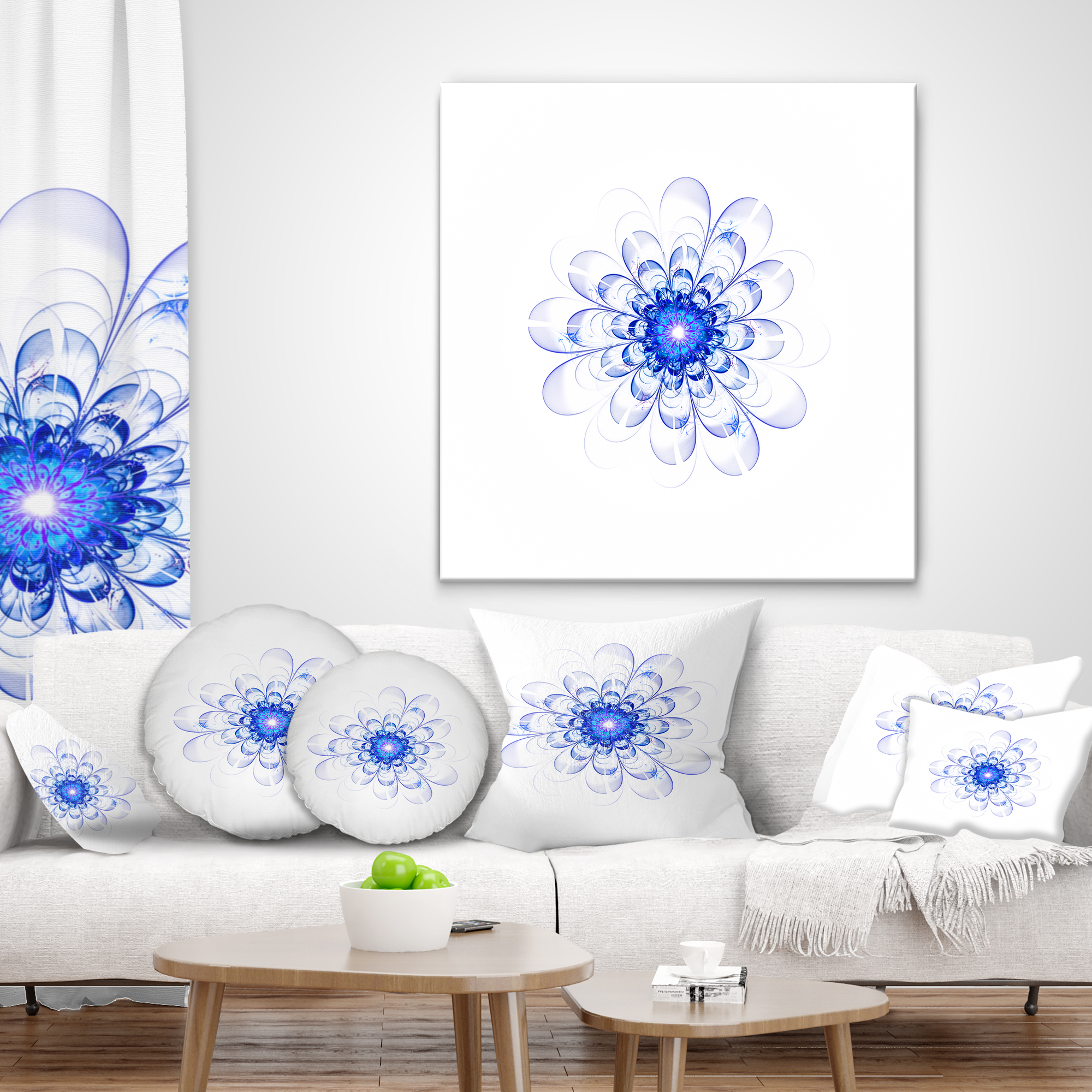 Designart 18" x 18" Blue Polyester Throw Pillow