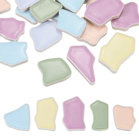 Uxcell 250g/0.55LB Irregular Ceramics Mosaic Tiles, 0.79"-1.57" Mosaic Stained Tile Broken Porcelain Pieces Stones Bulk for DIY Craft Making Vases Home Decoration, Light Color Series