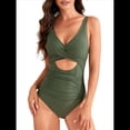 thumbnail image 1 of Trajes de Baño de una Pieza para Mujer, con Control de Abdomen, Corte Alto, Espalda Cruzada y Lazo. Verde M, 1 of 8