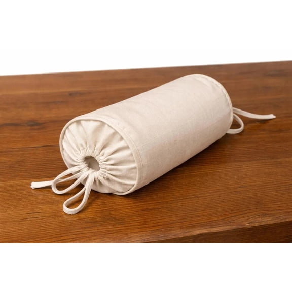 Linen Buckwheat Pillow – Natural Neck & Cervical Support, Adjustable Fill, Organic Linen Cover, Lumbar & Spine Alignment Pillow (Round 14x6)