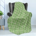thumbnail image 4 of Floral Soft Flannel Fleece Blanket, Pastel Swirly Flower Branches Curly Blossoming Tree Bouquets Bridal Motif, Cozy Plush for Indoor and Outdoor Use, 70" x 90", Baby Pink Fern Green, by Ambesonne, 4 of 5
