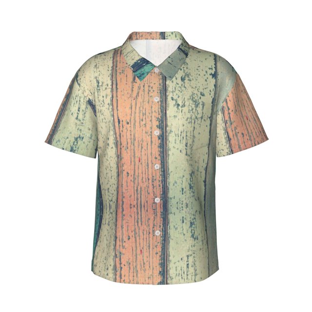 Balery Hardwood Camisas hawaianas de manga corta para hombre, camisas playeras de corte holgado, camisas de vacaciones con botones,Small