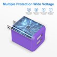 thumbnail image 6 of FiveBox 2.1A USB Wall Charger Block, 2 Pack Dual Port USB Charger Adapter Power Plug Fast Charging Station Box Base USB Charger Cube Compatible for iPhone, Samsung, Android, Purple, 6 of 7