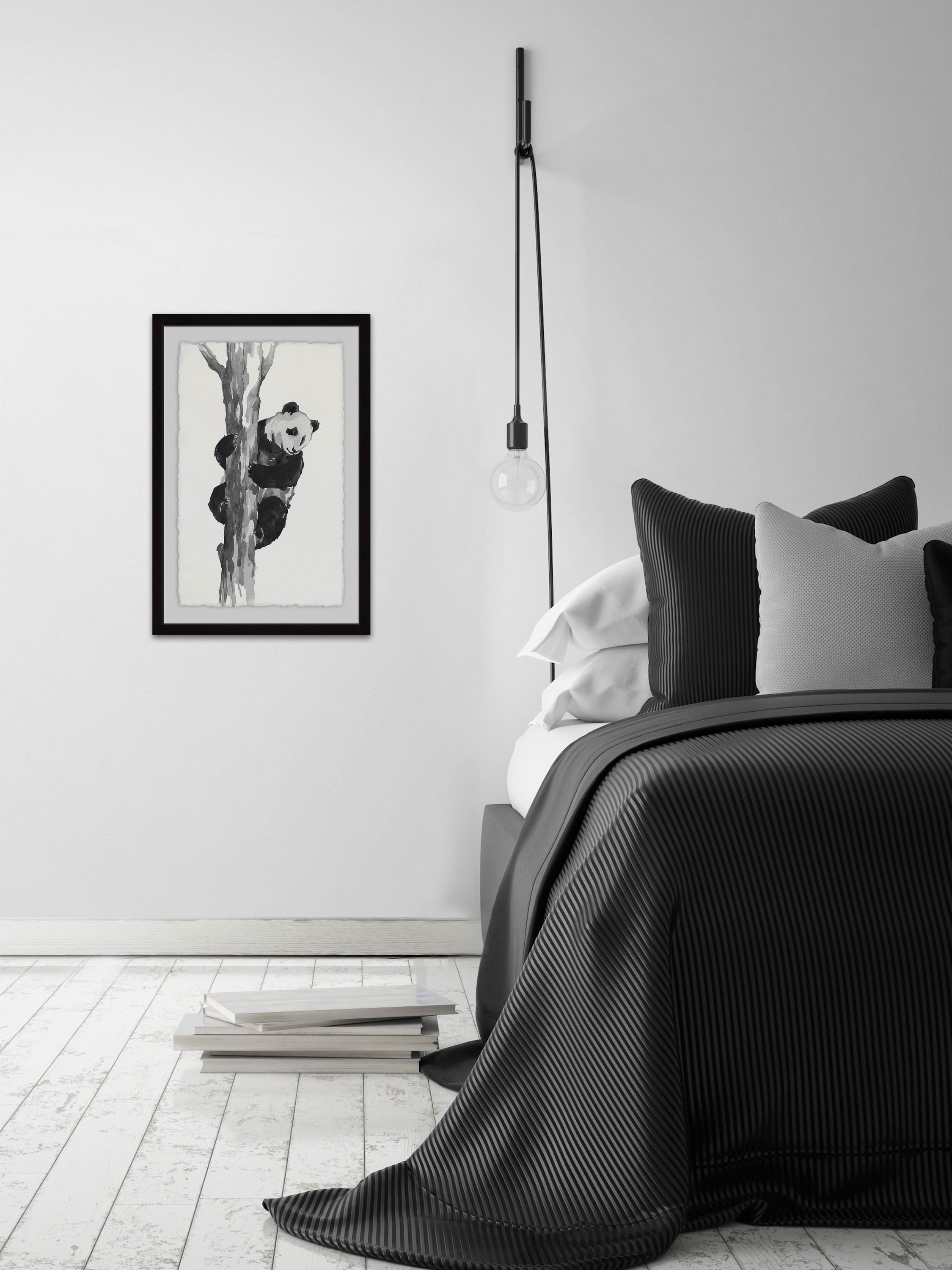 Brave Panda Framed Painting Print