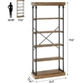 thumbnail image 4 of Memoryfield 6 Tier Industrial Bookcase with Metal Frame, Rustic Standing Bookshelves Display Rack for Bedroom, Living Room and Home Office, Brown, 4 of 8