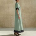 thumbnail image 5 of YuXingFu Boho Dresses for Women Maxi V-Neck Plus Size Womens Dress 1/4 Sleeve Solid Color Long Casual Summer Green XL, 5 of 7
