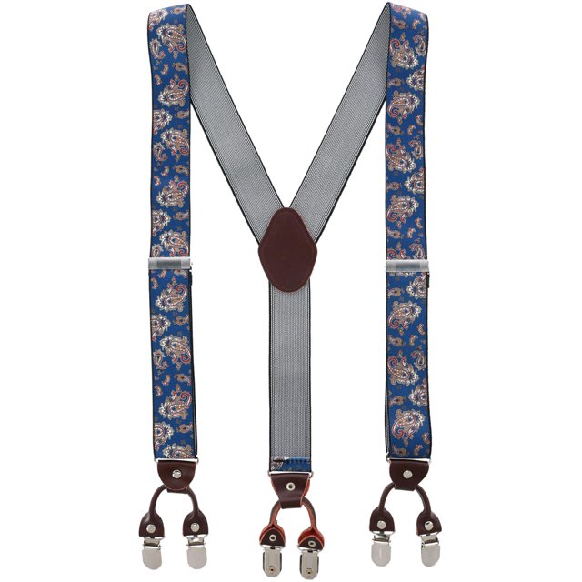 CTM Bretelles à Double Clip Imprimé Cachemire 1.375 Pouces de Large (Hommes)
