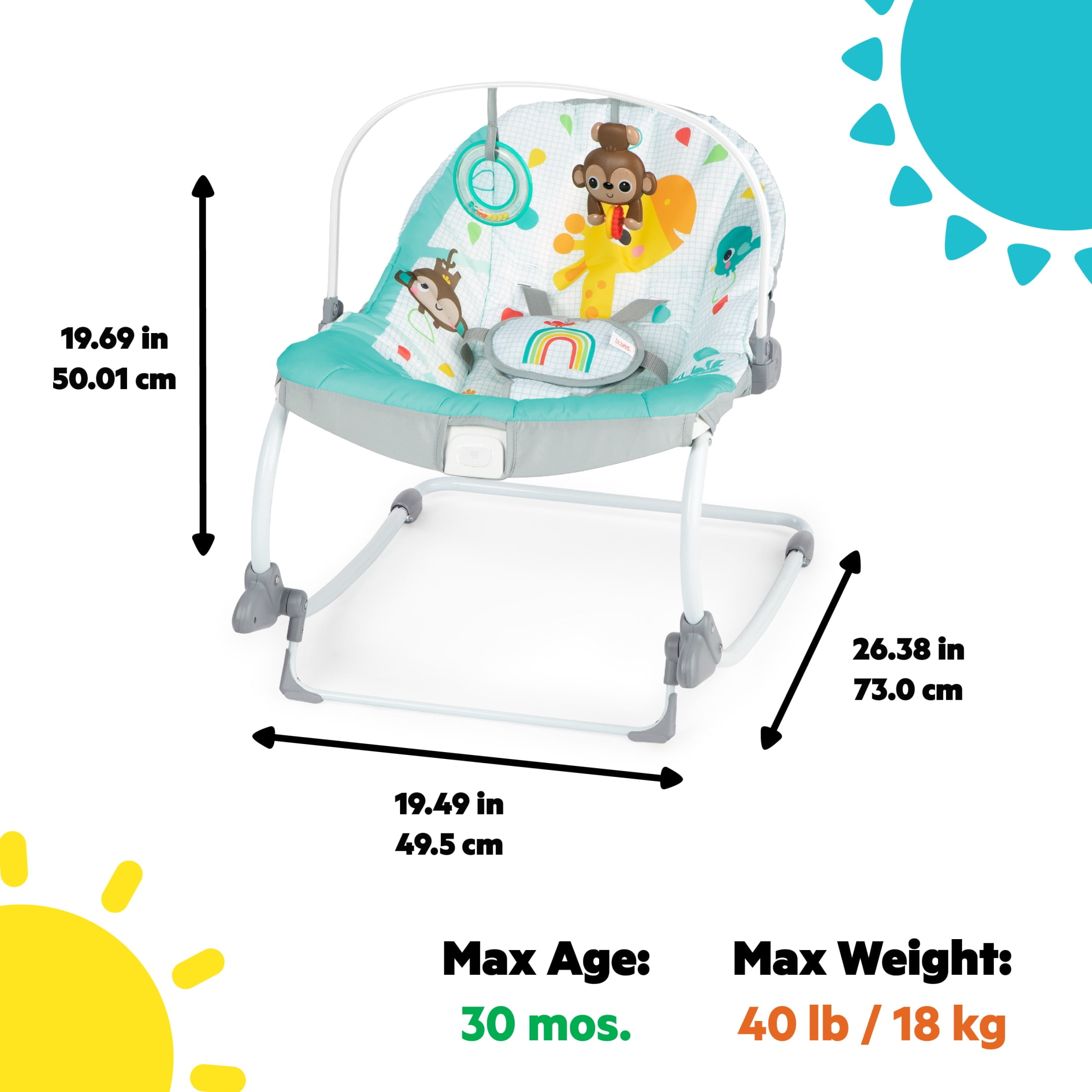 Bright Starts Rosy Rainbow Infant to Toddler Baby Rocker with Vibrations Newborn Unisex Walmart