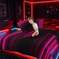 thumbnail image 4 of meiyoeat Modern Pink Striped Full Size Comforter Sets, Luxury Dark Gradient Bedding Sets for Boys, Pink, Black Reversible 3pcs, 1 Comforter and 2 Pillowcases, 4 of 6