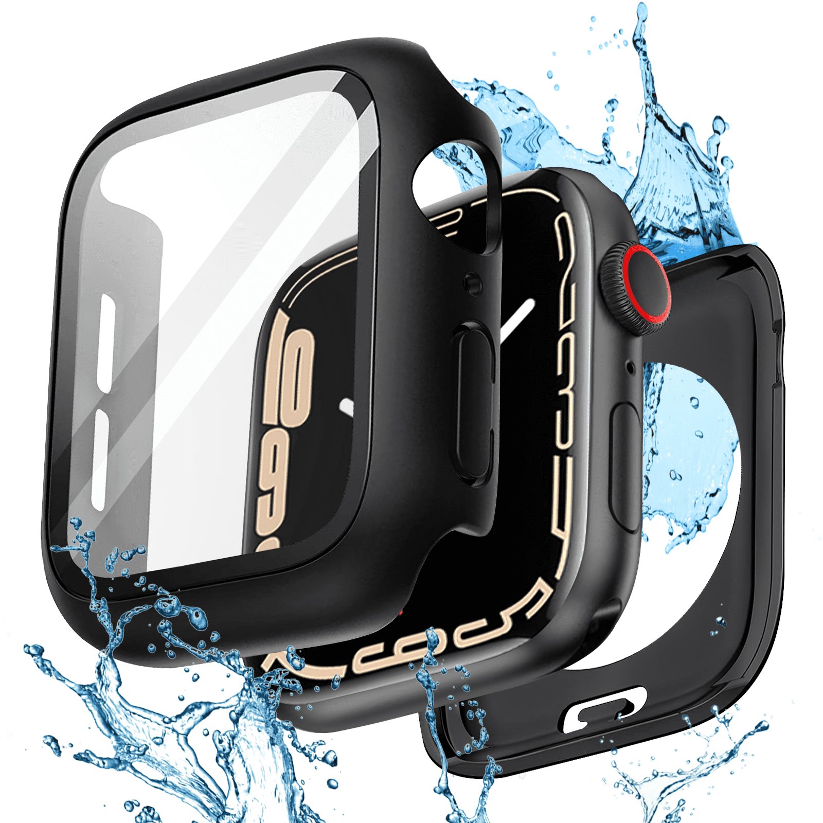 2 in 1 Apple Watch Waterproof Case Compatible for Series 4 5 6 44mm Apple Watch Cover with Tempered Glass Screen Protector Back Bumper and Face Cover for iWatch SE Black Walmart