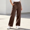 thumbnail image 2 of YOIAVAIOY Womens Loose Fit Pants Soft Comfy Casual Trousers Straight Leg Drawstring Waist Jogging Pant Daily Wear, 2 of 7