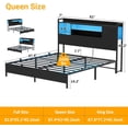 thumbnail image 2 of Homieasy Queen Size Bed Frame with Headboard, Metal Platform Bed Frame with Reversible Storage Bookcase Headboard, Charging Station and LED Light, No Box Spring Needed/Noise Free, Black, 2 of 7