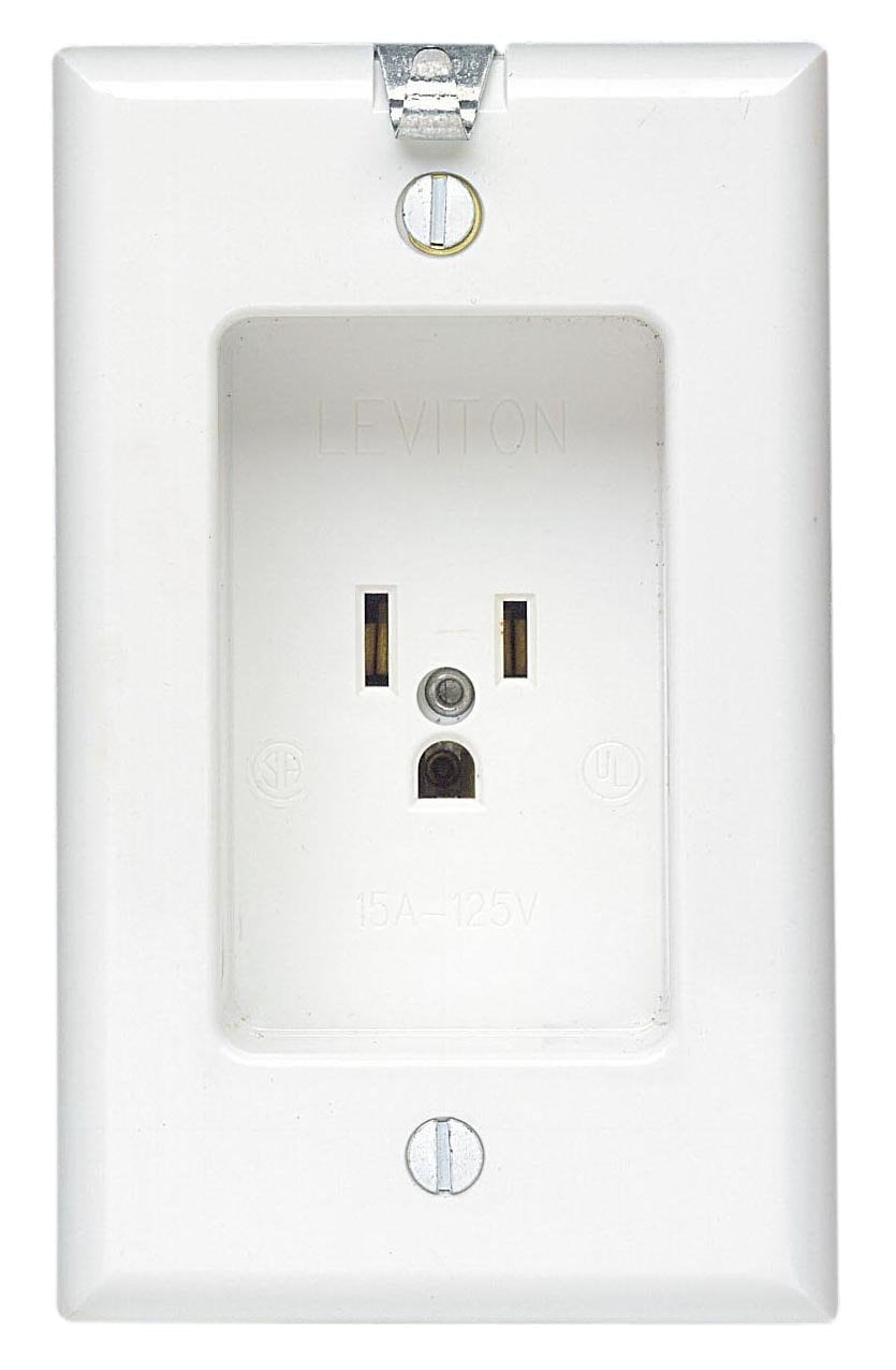 Leviton White Clock Hanger Outlet Receptacle 15A NEMA 515R 515 688W