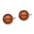 thumbnail image 3 of Primal Silver Sterling Silver Rhodium-plated 7-8mm Brown Freshwater Cultured Button Pearl Stud Earrings, 3 of 6