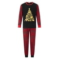 thumbnail image 2 of Conjunto de pijamas navideños familiares a juego con estampado de árbol y rayas. Pijamas de vacaciones para papá, mamá y niños., 2 of 9