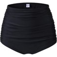 thumbnail image 1 of FFIY Womens High Waisted Bikini Bottom Shorts Ruched Tankini Shirred Swim Brief Tummy Control, 1 of 5