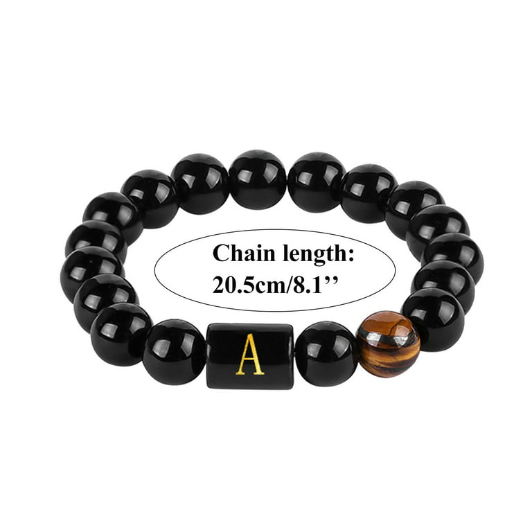 XIAQUJ Personalized 26 in itial Stone Bracelet Elastic Bracelet Letter  Bracelet Charm Bracelet for Men Women Girls Bracelets G 