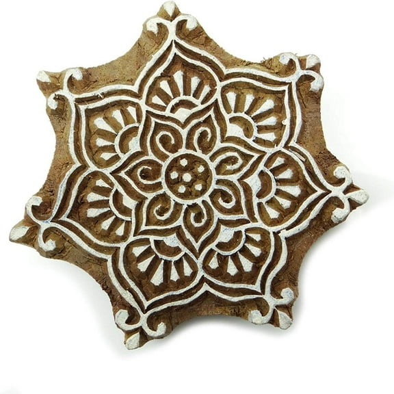 Decorative Floral Printing Blocks Wooden Hand Carved Block Indian Stamp