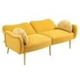 thumbnail image 3 of Velvet Loveseat Sofa Couch with Adjustable Backrest,Upholstered Accent Sofa with 2 Bolster Pillows and Metal Legs,Living Room Sofa Couch for Small Space Office, Mustard, 3 of 7