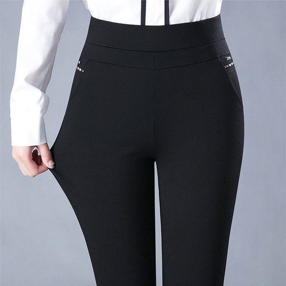 Pantalon Élégant Taille Haute Décontracté Extensible Ajusté Pantalon Femme Mode Passe-Partout Pantalon Crayon