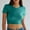 #250410A1 Green, variant on Aloohaidyvio Shorts for Women No Boundaries Shorts Sleeve Crop Tops Summer Round Neck Slim Fitted Basic T Shirts