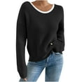 thumbnail image 6 of Craaazy Womens Sweaters Solid Color V-neck Long Sleeve Knitted Pullover Top with Bowknot Decoration on the Back Gifts, 6 of 9