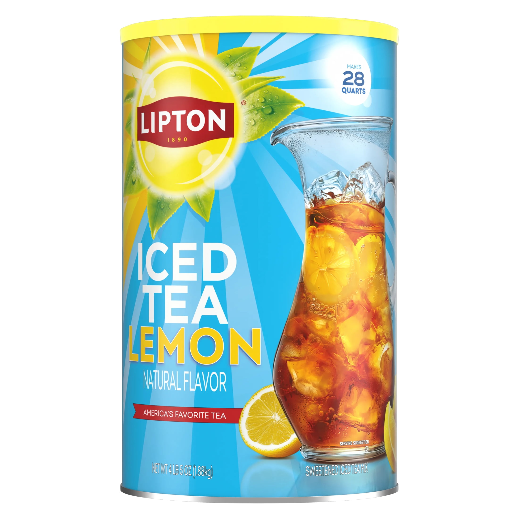 Lipton Lemon Iced Tea Mix, Makes 28 Quarts, Instant Powdered Drink