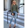 thumbnail image 5 of Women'S Waffle Knit Tops Dressy Business Casual Blouses Lace Long Sleeve Work Shirts Fall Clothes  Green S, 5 of 8