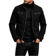 thumbnail image 2 of LYSMORA 2026 Men's Stand Collar Canvas Utility Jacket, Double Zipper Chest Pockets Loose Fit Casual Daily Outerwear, 2 of 8