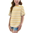 thumbnail image 6 of MKOSPLRT 5-15 Years Oversized Tops for Girl Striped T Shirts Short Sleeve Drop Shoulder Shirts Crew Neck Loose Fit Tees Summer Tshirts, 6 of 9