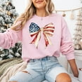 thumbnail image 2 of Coquette American Flag Sweatshirt, USA Bow Sweatshirt, 4th of July Hoodie, Women's Patriotic Hoodie, 2 of 3