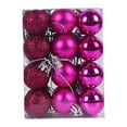 thumbnail image 2 of Cheapark 24-Piece Christmas Tree Ornaments - Bright Sparkling Powder-Coated Plastic Colored Balls & Small Pendants, Festive Holiday Decor, 2 of 6