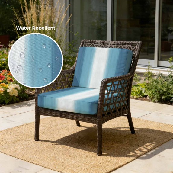 Outdoor Patio Cushion Covers 4 Pack Blue Ombre Patio Chair Cushion Covers with Ties and Zipper Light Blue Ombre White Stripes Waterproof Outdoor Seat Cushion Covers for Patio Furniture 24"x24"