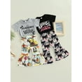 thumbnail image 5 of Douhoow Kid Girls Casual Outfits,Short Sleeve T-Shirts+Cartoon Printed Flared Long Pants, 5 of 8