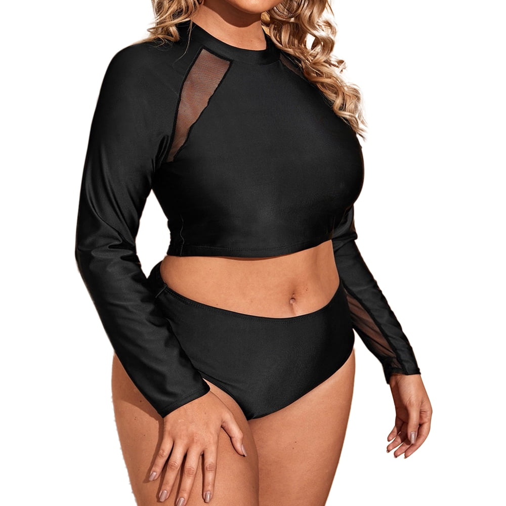long sleeve swim crop