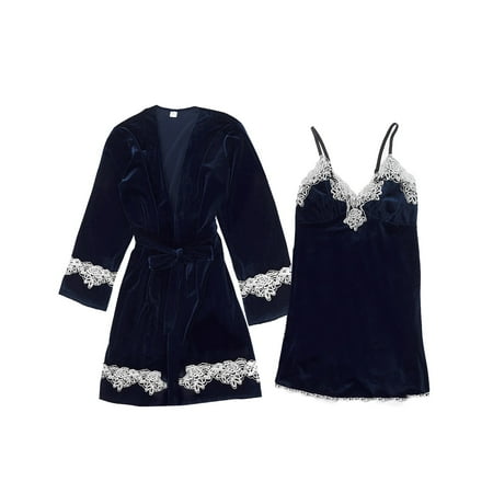 VerPetridure Sexy Lingerie for Women Plus Size Nightgown Gold Velvet Pajamas Lace Nightdress Underwear Sleepwear Trousers