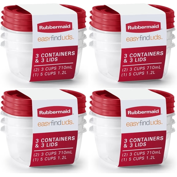 Rubbermaid Easy Find Vented Lid Food Storage Containers (8x 3 Cup, 4x 5 Cup)-4PK
